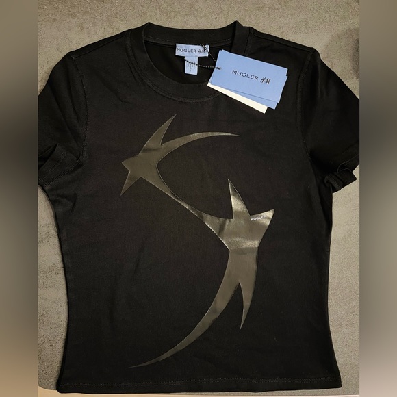 MUGLER H&M Authentic Fitted Black T-shirt NWT - Picture 4 of 5